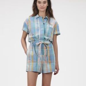 Gap Madras Short Sleeve Plaid Romper Size 2